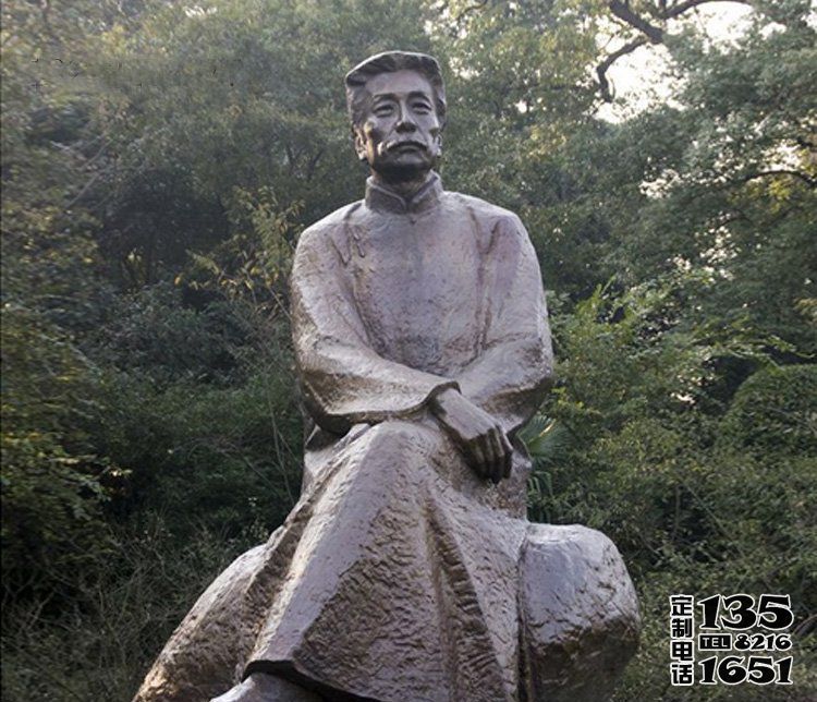 玻璃鋼公園景觀人物坐在石頭上的魯迅雕塑 玻璃鋼公園景觀人物坐在石頭上的魯迅雕塑