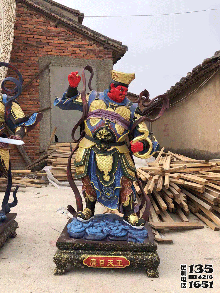 寺廟玻璃鋼彩繪廣目天王雕塑 寺廟玻璃鋼彩繪廣目天王雕塑