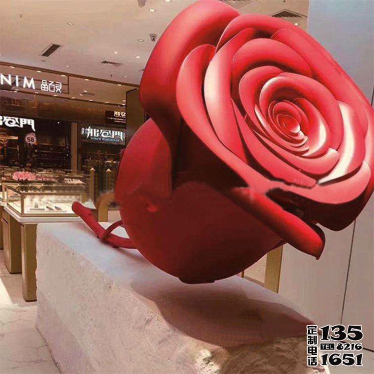 商場大型玻璃鋼仿真玫瑰花雕塑 商場大型玻璃鋼仿真玫瑰花雕塑
