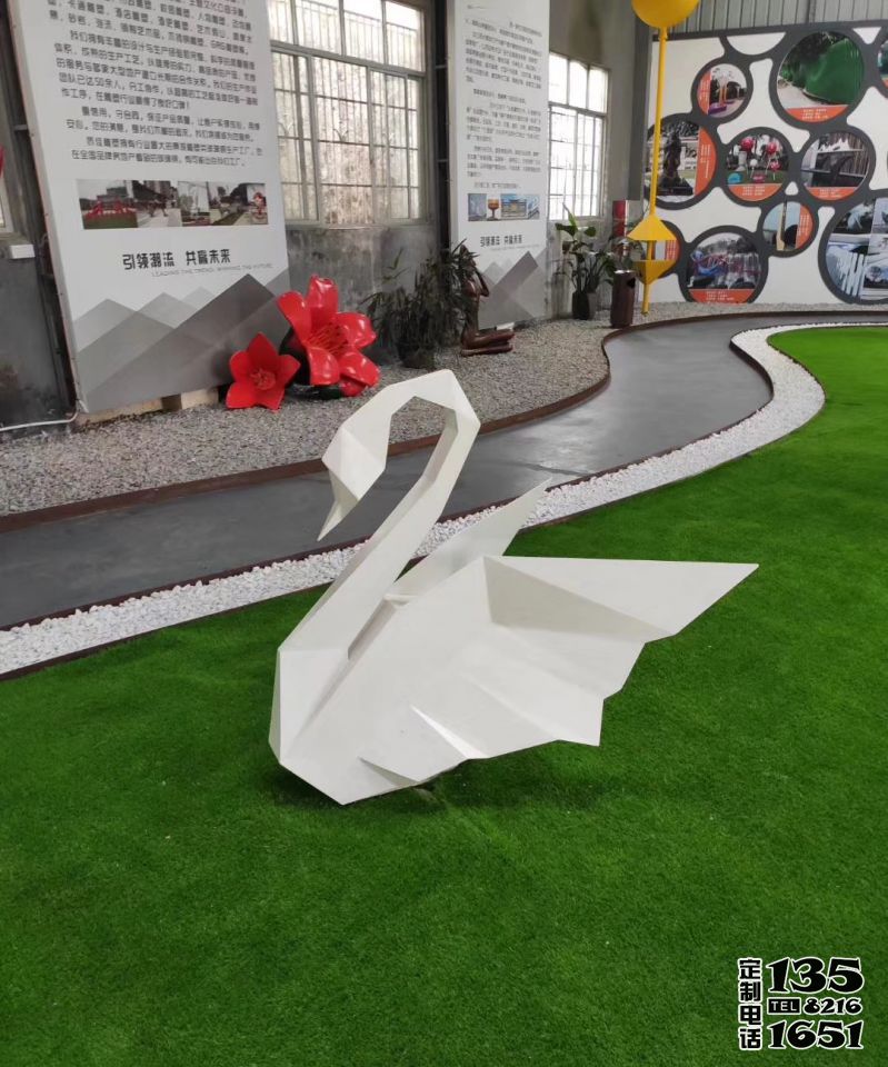 商廈創(chuàng)意抽象玻璃鋼幾何白天鵝雕塑 商廈創(chuàng)意抽象玻璃鋼幾何白天鵝雕塑
