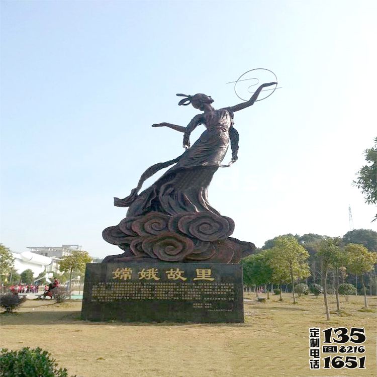 景區(qū)園林神話人物嫦娥奔月玻璃鋼仿銅雕塑 景區(qū)園林神話人物嫦娥奔月玻璃鋼仿銅雕塑
