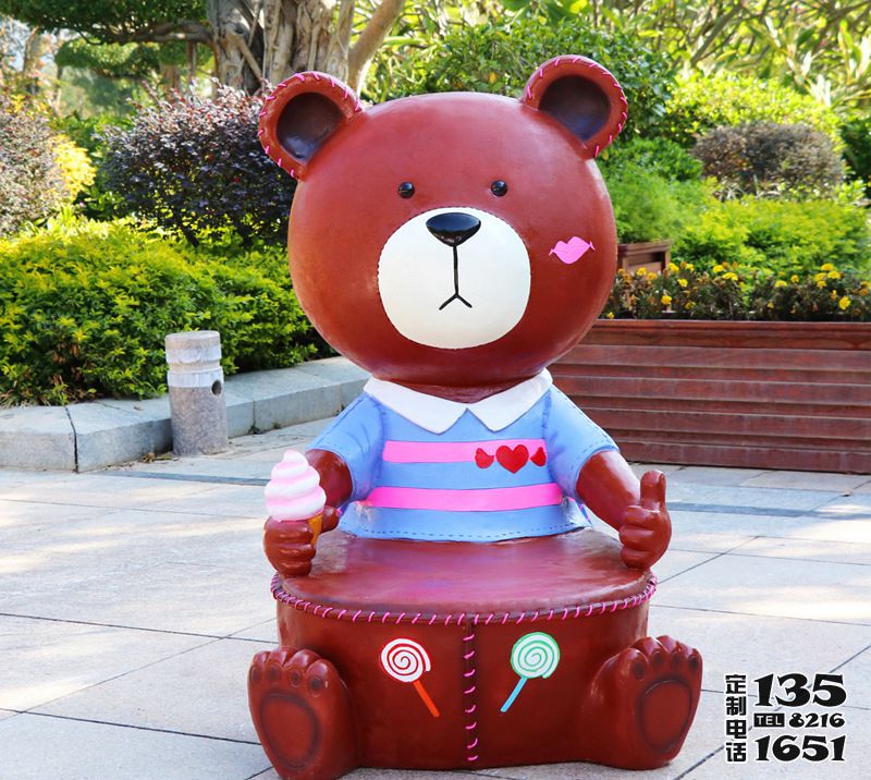 玻璃鋼卡通布朗熊休閑座椅雕塑戶外幼兒園美陳景觀裝飾擺件 玻璃鋼卡通布朗熊休閑座椅雕塑戶外幼兒園美陳景觀裝飾擺件