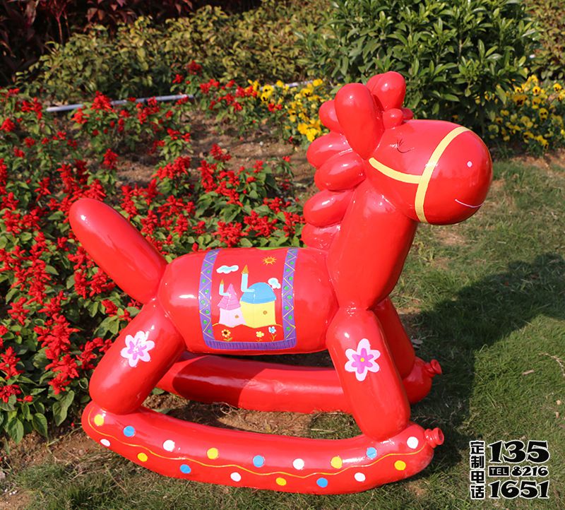 紅色木馬動物座椅玻璃鋼雕塑卡通裝飾品園林景觀擺件 紅色木馬動物座椅玻璃鋼雕塑卡通裝飾品園林景觀擺件