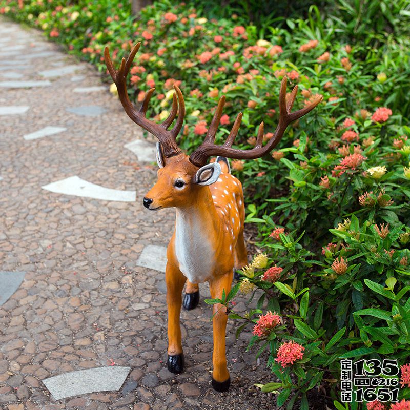花園小路一只仿真動物擺件 梅花鹿雕塑 花園小路一只仿真動物擺件 梅花鹿雕塑