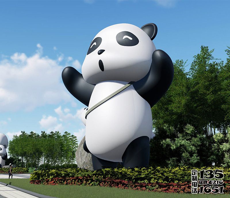 小區(qū)廣場花園擺放大型卡通彩繪玻璃鋼熊貓雕塑 小區(qū)廣場花園擺放大型卡通彩繪玻璃鋼熊貓雕塑